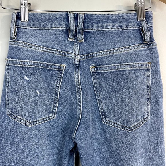 We the Free People Jeans Womens 25 Blue Distressed Cropped Button Fly Stretch - Picture 6 of 10